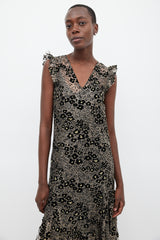 Opening Ceremony Black & Gold Metallic Floral Dress