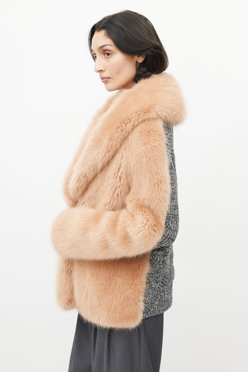 Opening Ceremony Pink & Grey Faux Fur Knit Jacket