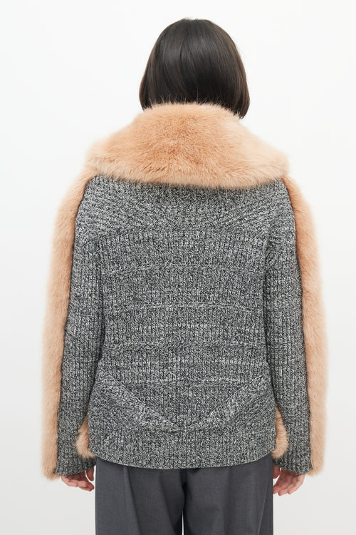 Opening Ceremony Pink & Grey Faux Fur Knit Jacket