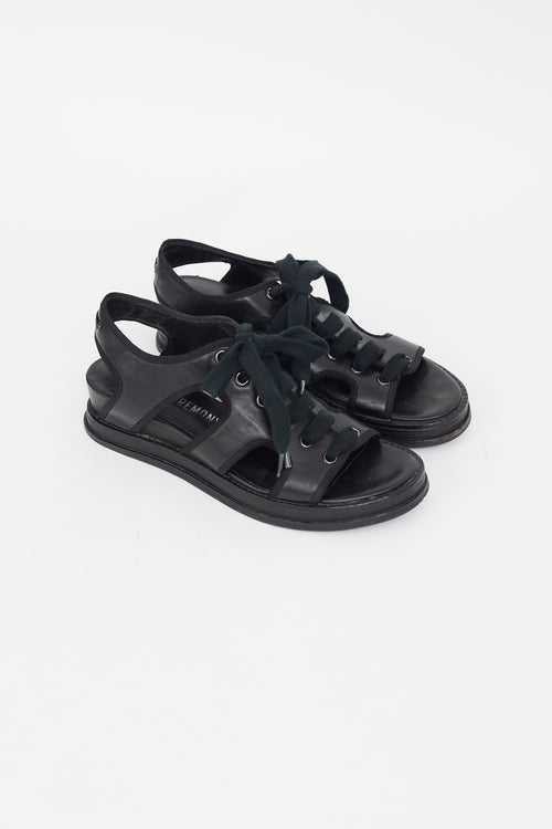 Opening Ceremony Black Leather Lace Up Sandal