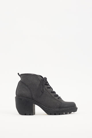 Opening Ceremony Dark Grey & Black Canvas Ankle Boot