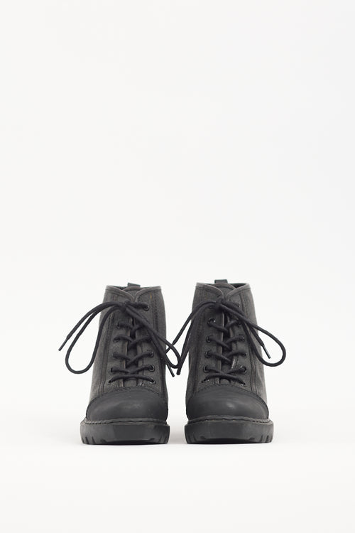 Opening Ceremony Dark Grey & Black Canvas Ankle Boot