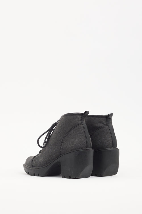 Opening Ceremony Dark Grey & Black Canvas Ankle Boot