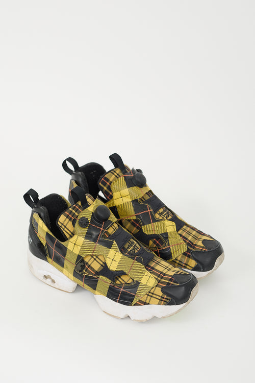 Opening Ceremony X Reebok Black & Yellow Plaid Instapump Sneaker