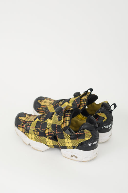 Opening Ceremony X Reebok Black & Yellow Plaid Instapump Sneaker