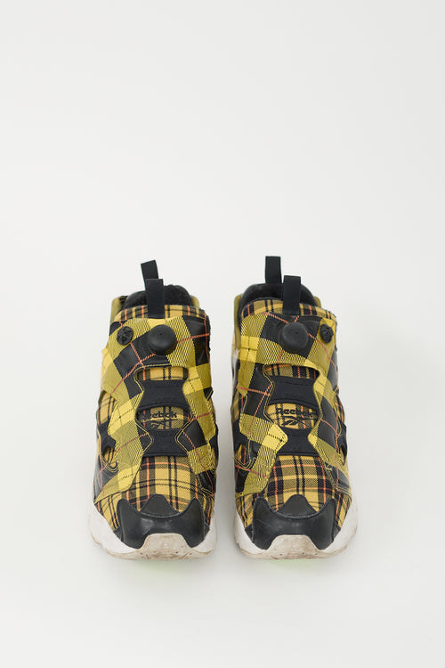 Opening Ceremony X Reebok Black & Yellow Plaid Instapump Sneaker