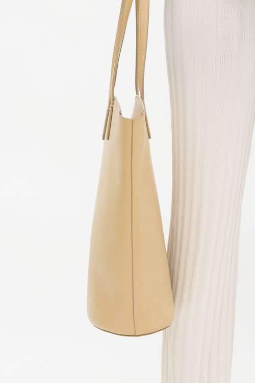 Oroton Beige Leather Structured Tote Bag