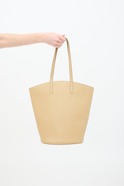 Oroton Beige Leather Structured Tote Bag