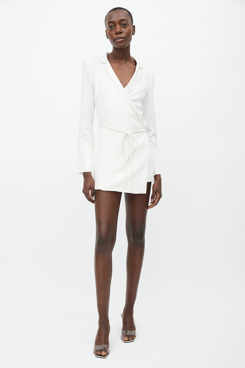 Orseund Iris White Boxy Wrap Mini Dress