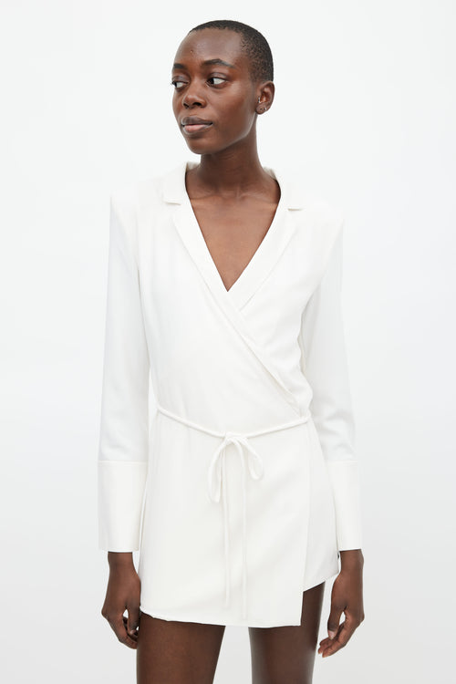 Orseund Iris White Boxy Wrap Mini Dress