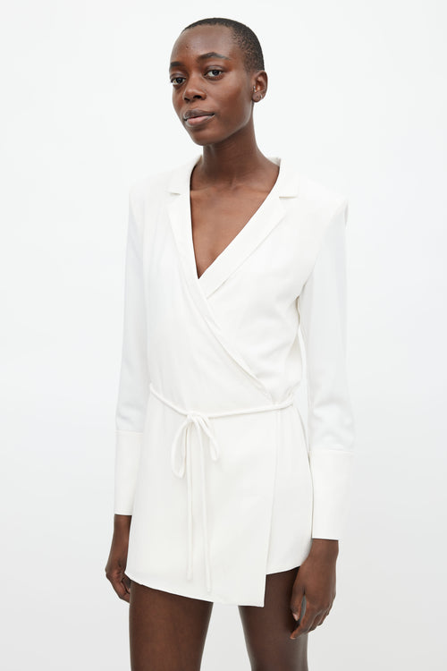 Orseund Iris White Boxy Wrap Mini Dress