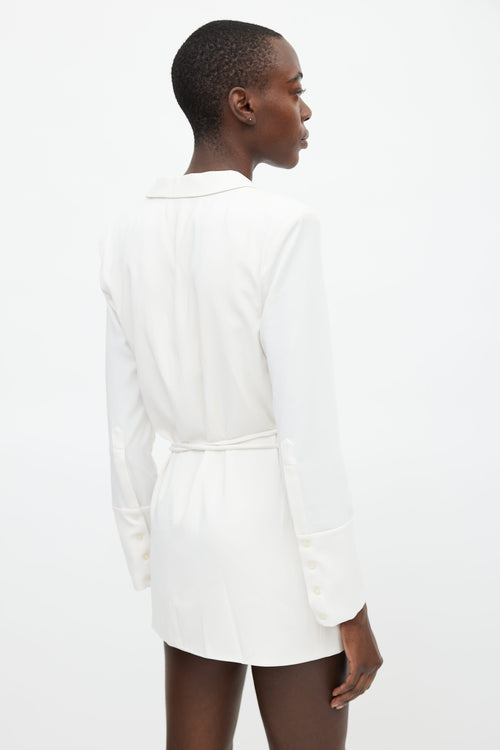 Orseund Iris White Boxy Wrap Mini Dress