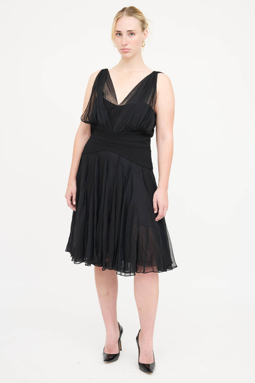 Oscar de la Renta Silk Overlay Dress