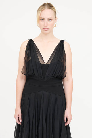 Oscar de la Renta Silk Overlay Dress