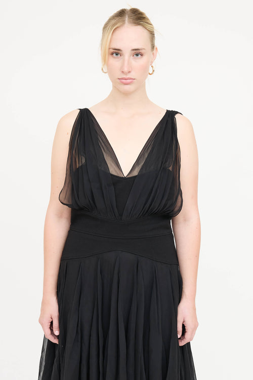 Oscar de la Renta Silk Overlay Dress