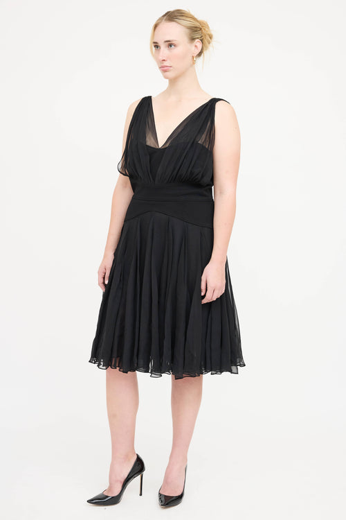 Oscar de la Renta Silk Overlay Dress