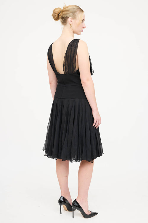 Oscar de la Renta Silk Overlay Dress