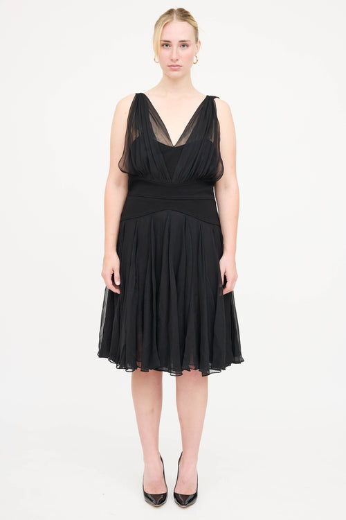 Oscar de la Renta Silk Overlay Dress