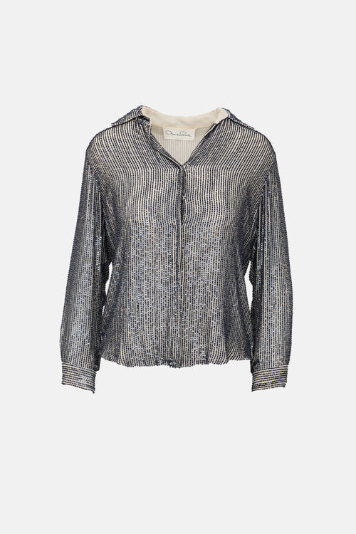 Oscar De La Renta Sequin Button Up Shirt