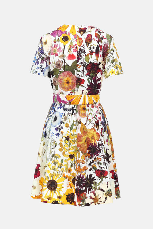 Oscar de la Renta Belted Floral Dress