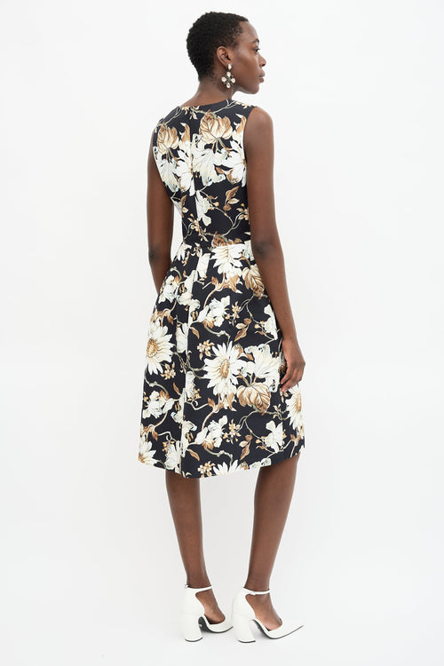 Oscar de la Renta Floral Print Midi Dress