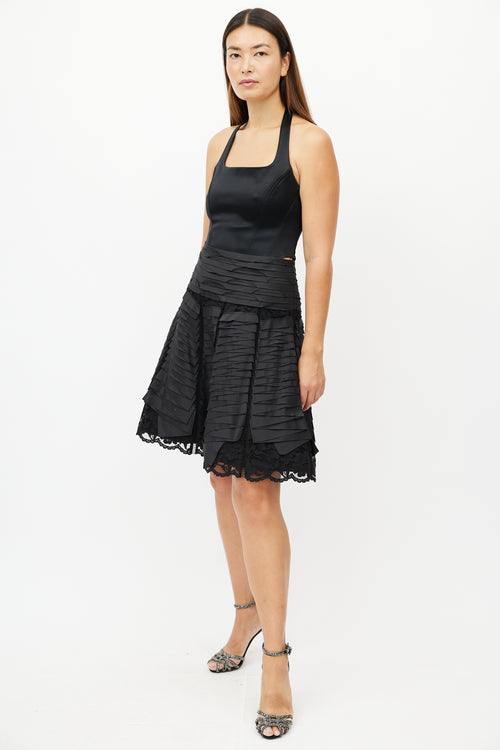 Oscar de la Renta Black Tiered Lace Skirt