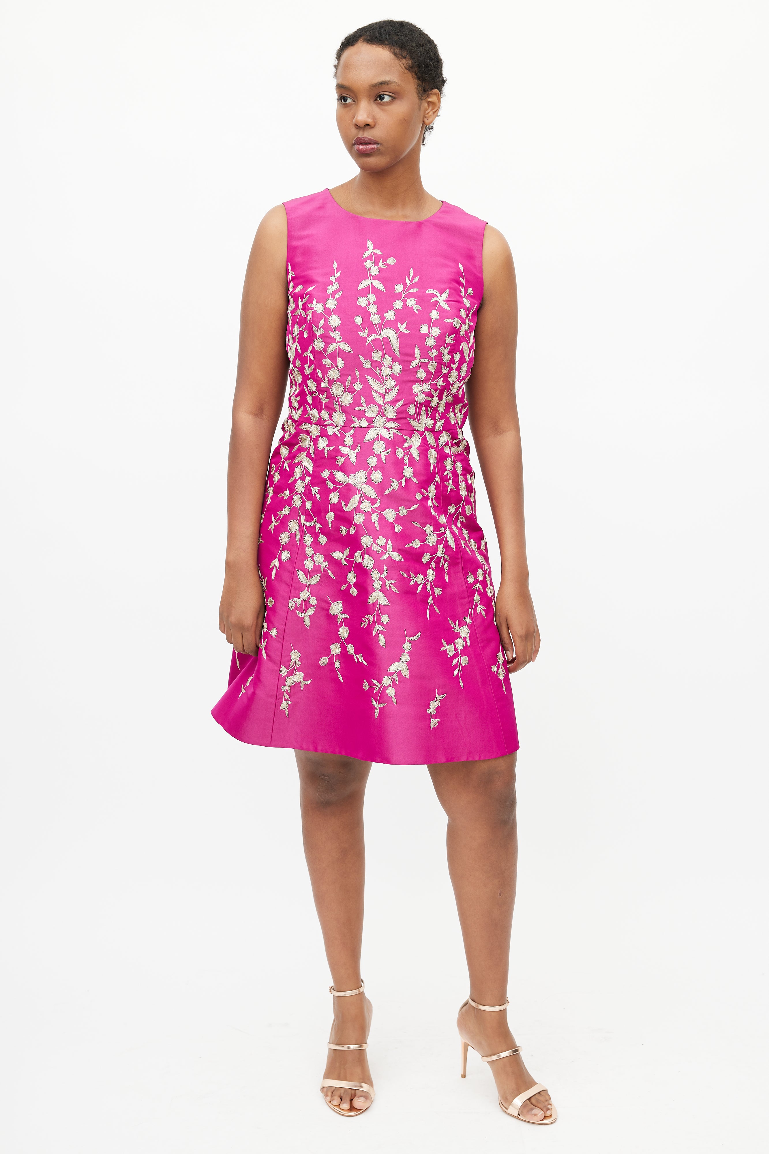 Oscar de la Renta // Fall 2016 Purple & Gold Embroidered Floral Dress VSP Consignment Oscar de la Renta // Fall 2016 Purple & Gold Embroidered Floral Dress VSP Consignment