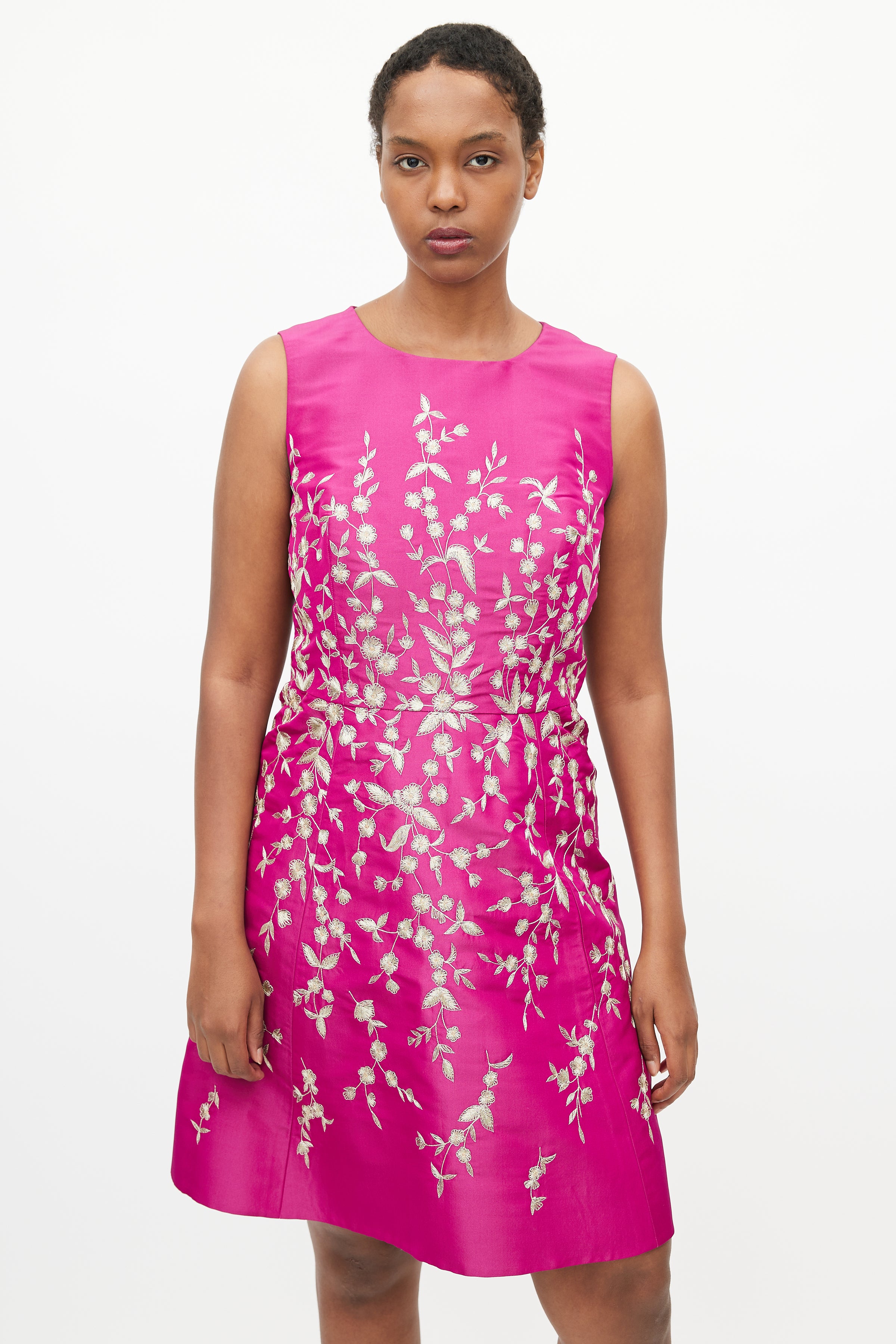 Oscar de la Renta // Fall 2016 Purple & Gold Embroidered Floral Dress VSP Consignment Oscar de la Renta // Fall 2016 Purple & Gold Embroidered Floral Dress VSP Consignment