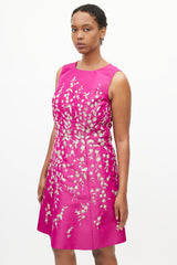 Oscar de la Renta Fall 2016 Purple & Gold Embroidered Floral Dress