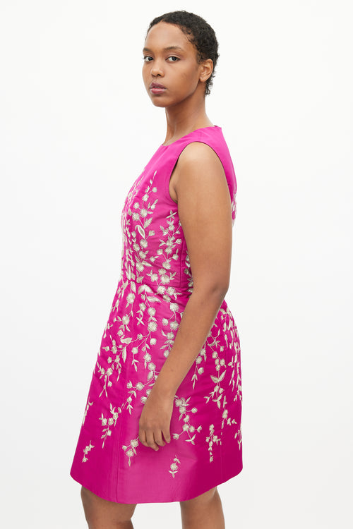 Oscar de la Renta // Fall 2016 Purple & Gold Embroidered Floral Dress VSP Consignment Oscar de la Renta // Fall 2016 Purple & Gold Embroidered Floral Dress VSP Consignment
