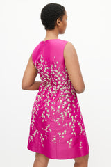 Oscar de la Renta Fall 2016 Purple & Gold Embroidered Floral Dress