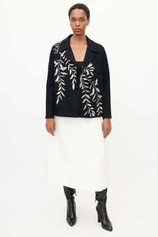 Oscar de la Renta Fall 2018 Black Wool & Silver Embroidery Jacket