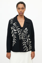 Oscar de la Renta Fall 2018 Black Wool & Silver Embroidery Jacket