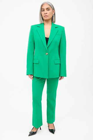 Oscar de la Renta Green Wool Fitted Blazer