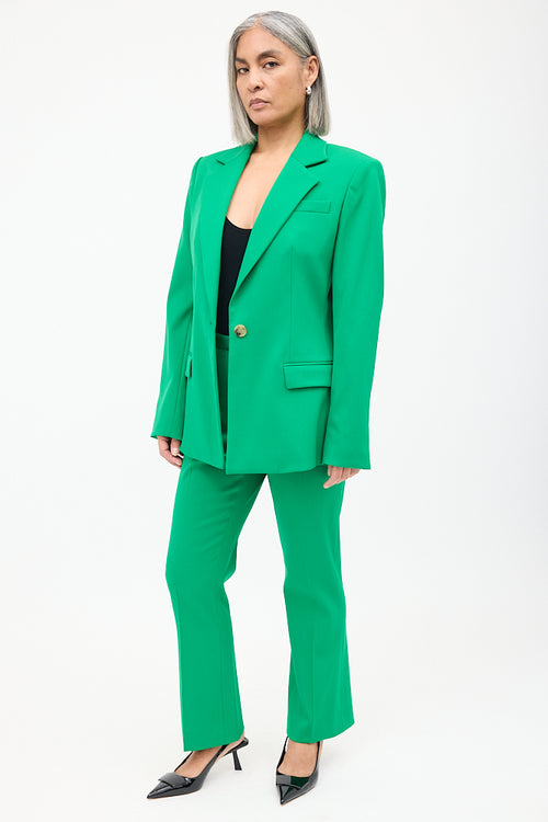 Oscar de la Renta Green Wool High Waist Trouser