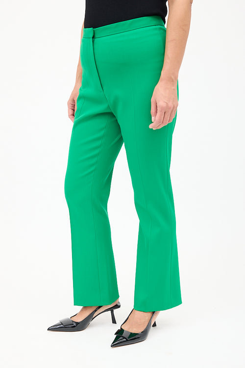 Oscar de la Renta Green Wool High Waist Trouser