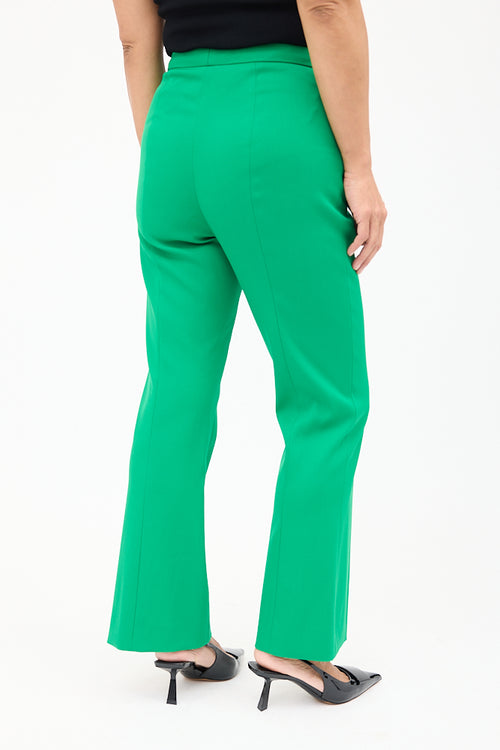 Oscar de la Renta Green Wool High Waist Trouser