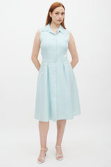 Oscar de la Renta // Light Blue Silk & Linen A-Line Dress – VSP Consignment