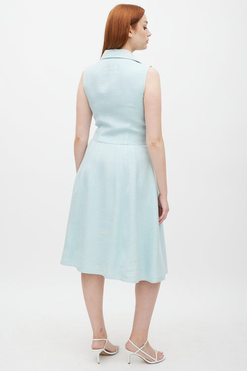 Oscar de la Renta // Light Blue Silk & Linen A-Line Dress VSP Consignment Oscar de la Renta // Light Blue Silk & Linen A-Line Dress VSP Consignment