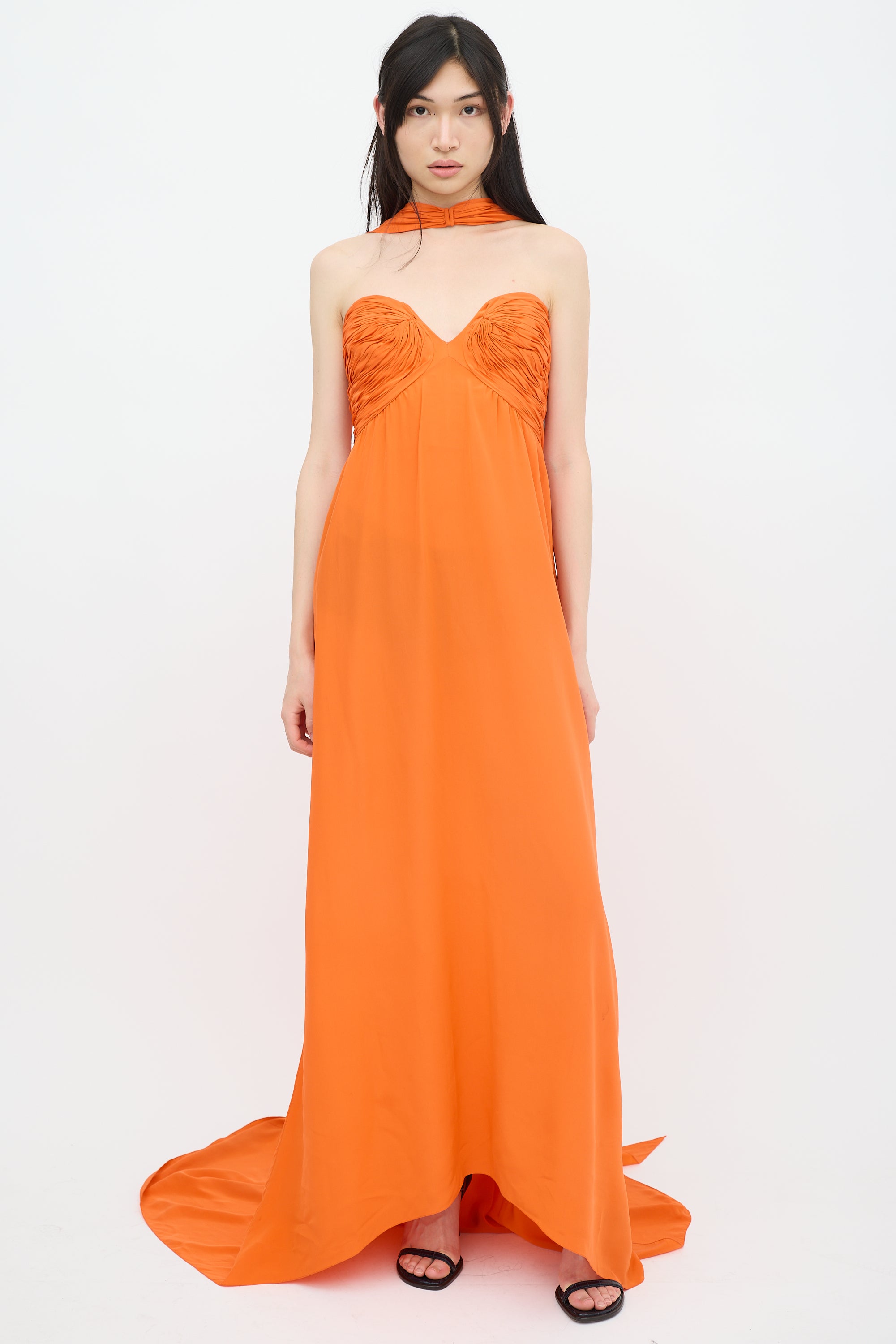 orange oscar de la renta dress Oscar De La Renta Sleeveless Cotton Lace Midi Dress In Burnt Orange