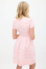 Oscar de la Renta Pink Silk & Lace A-Line Dress