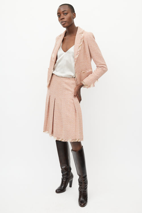 Oscar de la Renta Pink Tweed Skirt Suit