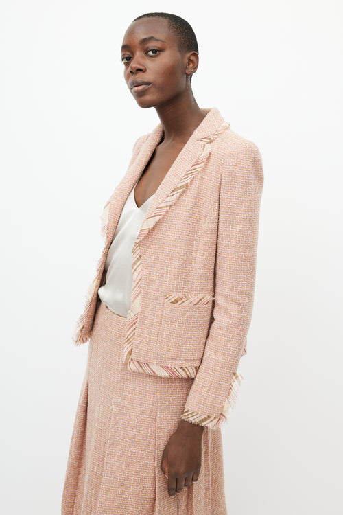 Pink tweed jacket hot sale and skirt