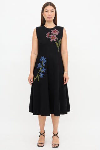Oscar de la Renta Pointelle Cross Stitch Dress
