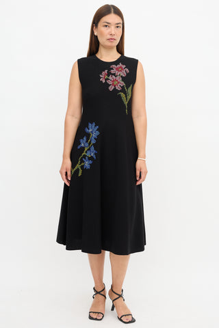 Oscar de la Renta Pointelle Cross Stitch Dress