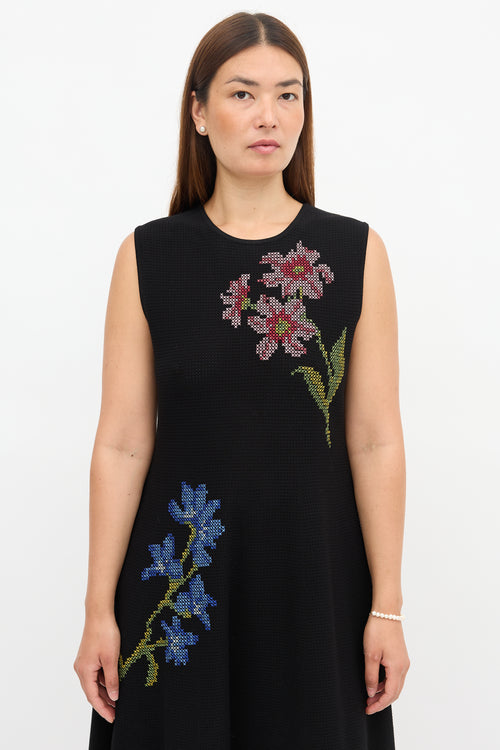 Oscar de la Renta Pointelle Cross Stitch Dress