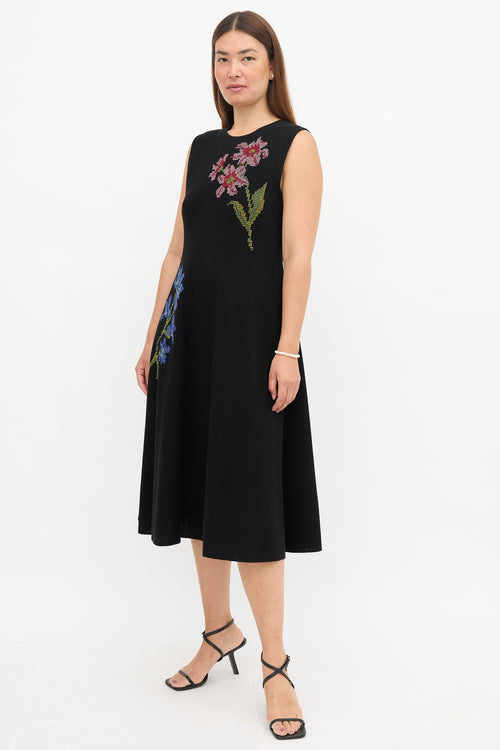 Oscar de la Renta Pointelle Cross Stitch Dress