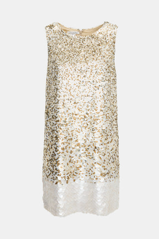 Oscar de la Renta Silk Sequin Shift Dress