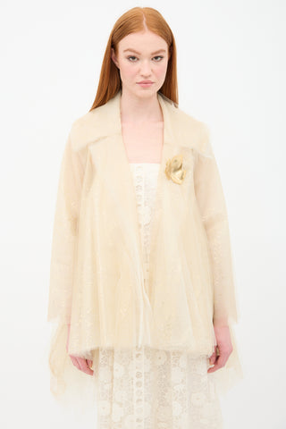 Oscar de la Renta Splatter Foil Tulle Brooch Jacket
