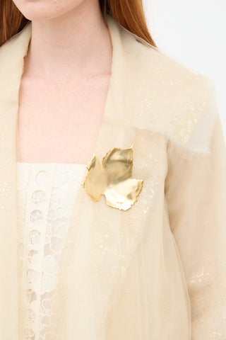 Oscar de la Renta Splatter Foil Tulle Brooch Jacket